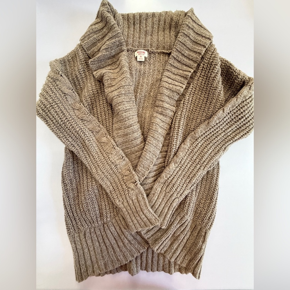 Mossimo Supply Co. Taupe Open-Front Shawl Collar Cardigan